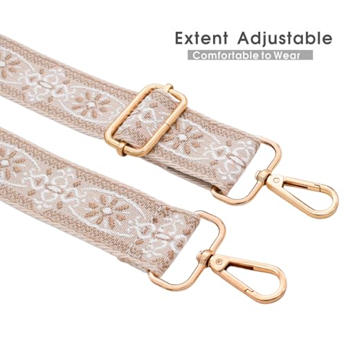 ROYGBCP Wide Purse Strap Replacement - Adjustable Shoulder Strap for Crossbody Bag, Tote & Handbag(Khaki Star) - Image 2