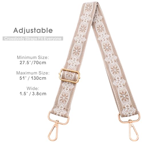 ROYGBCP Wide Purse Strap Replacement - Adjustable Shoulder Strap for Crossbody Bag, Tote & Handbag(Khaki Star) - Image 4