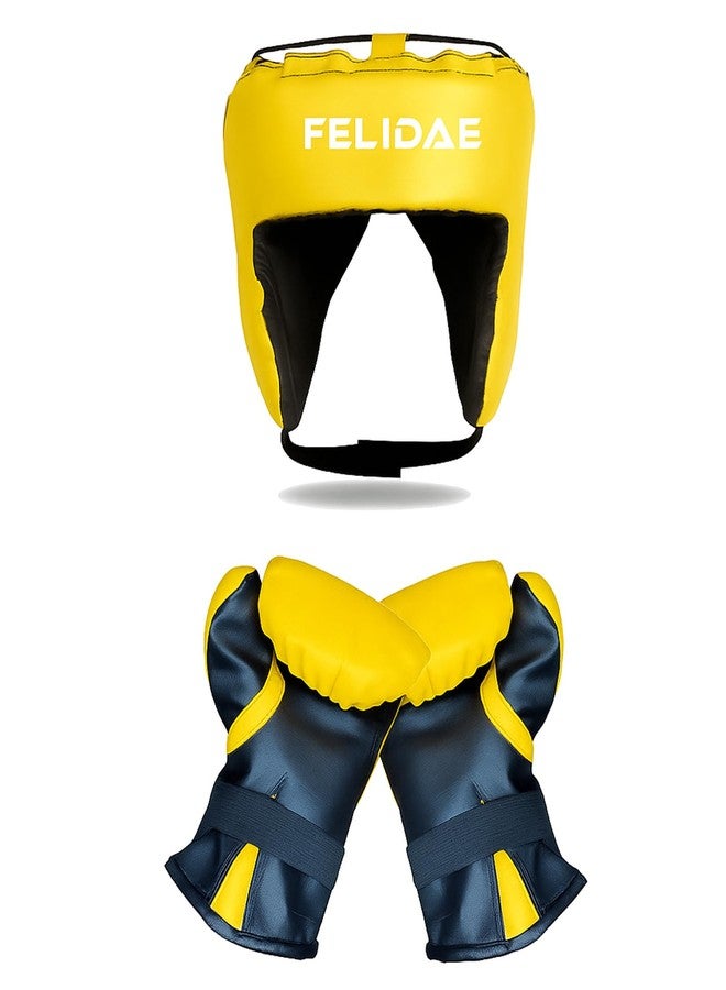 FELIDAE Boxing Kids for Age (5-13 Years) of 4 Boxing Kit Set | Punching Bag for Karate | Bounce-Back Martial Arts Bag for Boys & Girls to Relieve Energy and Build Skills (Yellow Black) - Image 3