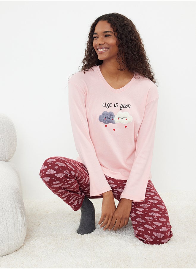 Burgundy-Multicolored Cotton Embroidered Knitted Pajama Set THMAW21PT0646 - pzsku/ZEE91B2E2F822C6355892Z/45/_/1730939724/b8419a41-b01b-4233-809f-ce5cbc5d81c8