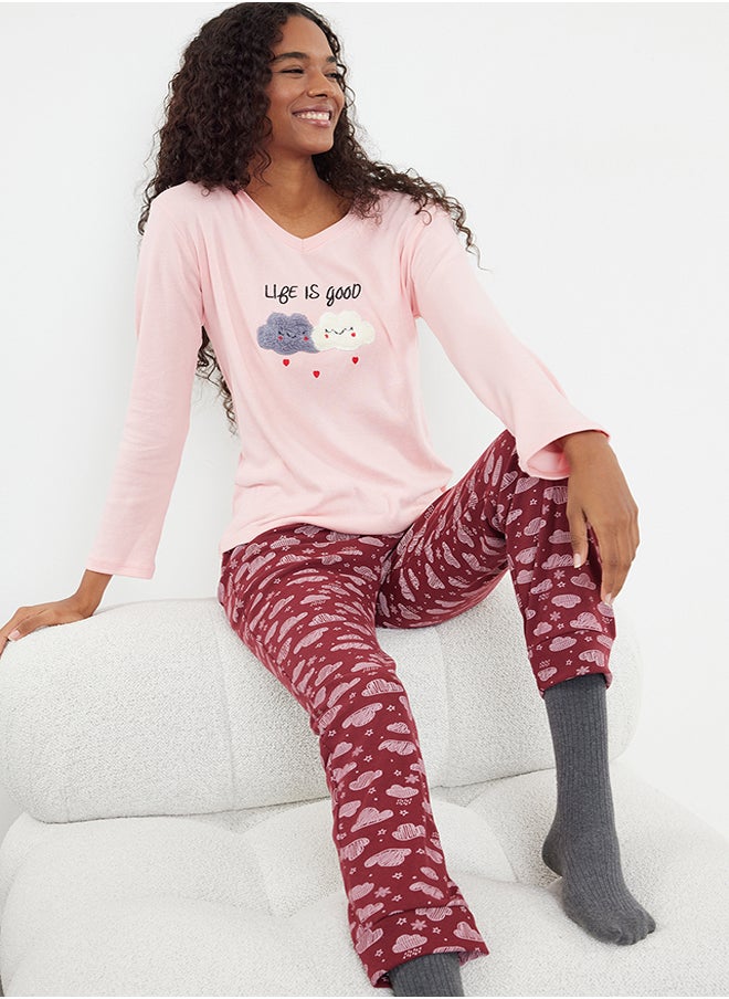 Burgundy-Multicolored Cotton Embroidered Knitted Pajama Set THMAW21PT0646 - pzsku/ZEE91B2E2F822C6355892Z/45/_/1730939726/db391e25-a15c-4398-a768-a65ea1f062db