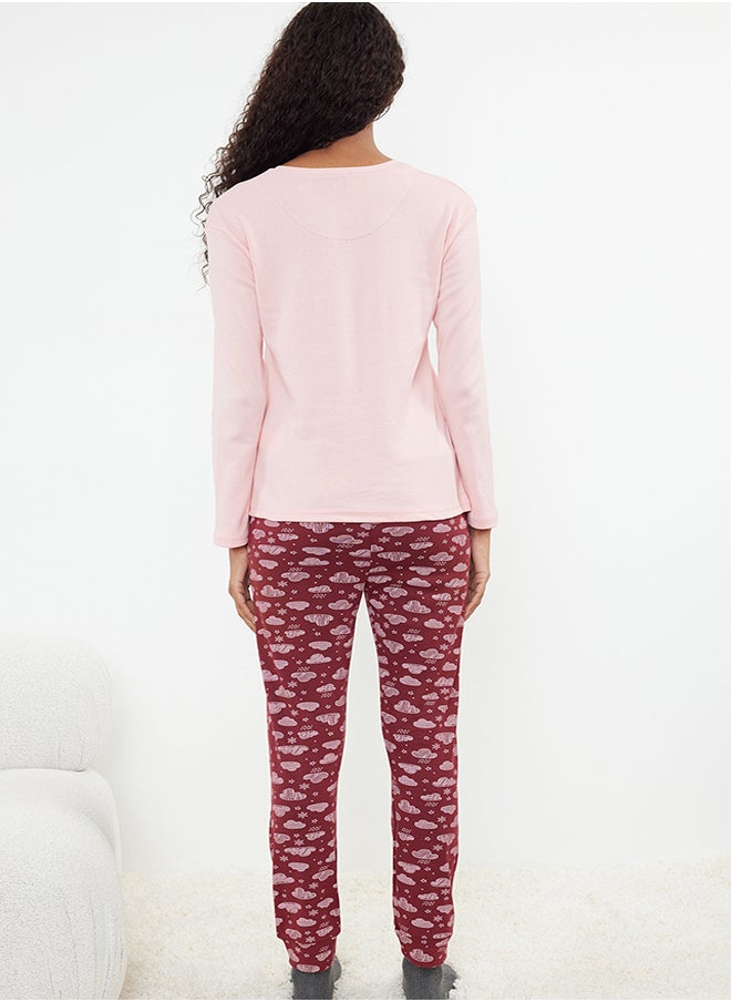 Burgundy-Multicolored Cotton Embroidered Knitted Pajama Set THMAW21PT0646 - pzsku/ZEE91B2E2F822C6355892Z/45/_/1730939785/bbfc6b09-8185-40aa-a98d-e800697b0f87