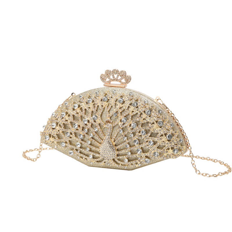 Women'S Evening Bag Peacock Open Screen Banquet Bag Fashionable Elegant Clutch Bag Chain Shoulder Bag - Image 1