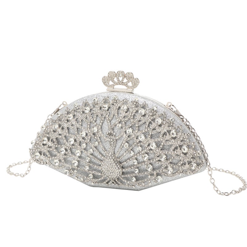 Women'S Evening Bag Peacock Open Screen Banquet Bag Fashionable Elegant Clutch Bag Chain Shoulder Bag - Image 3