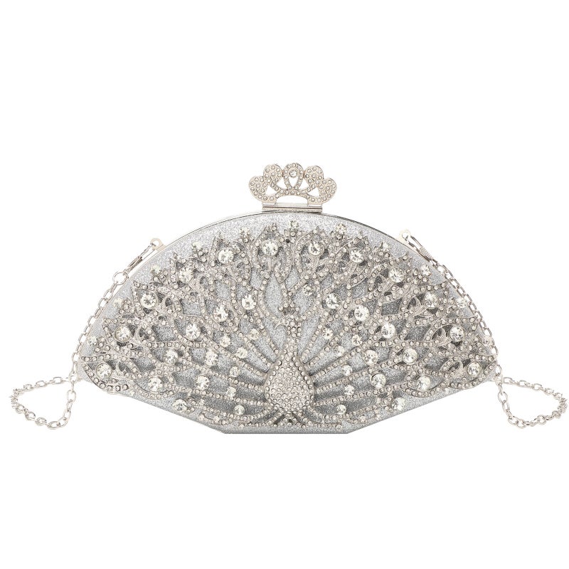 Women'S Evening Bag Peacock Open Screen Banquet Bag Fashionable Elegant Clutch Bag Chain Shoulder Bag - Image 2