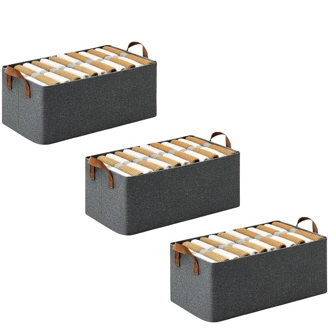 DecoLogy Collapsible Fabric Storage/Cubes Organizer with Handles/Foldable Storage Baskets for Organizing/Toys/Books/Shelves/Closet/Large Storage Box (Wire Cloth Storage Box, 3PCS) - Image 1