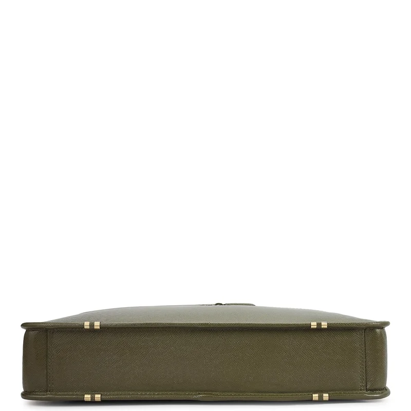 Da Milano  Franzy Leather Laptop Bag - Military Green  | Best Price UAE