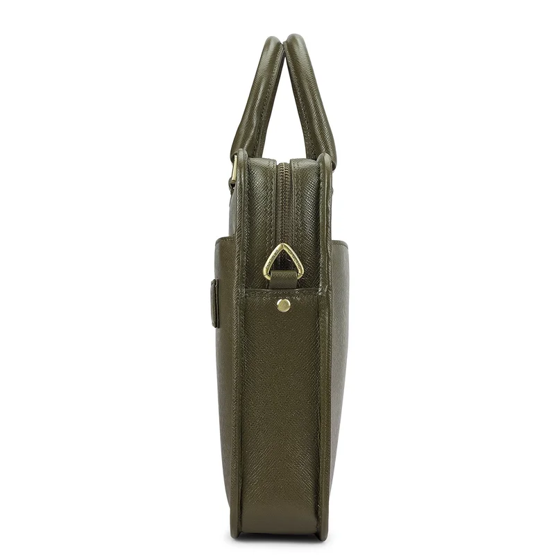 Da Milano  Franzy Leather Laptop Bag - Military Green  | Best Price UAE