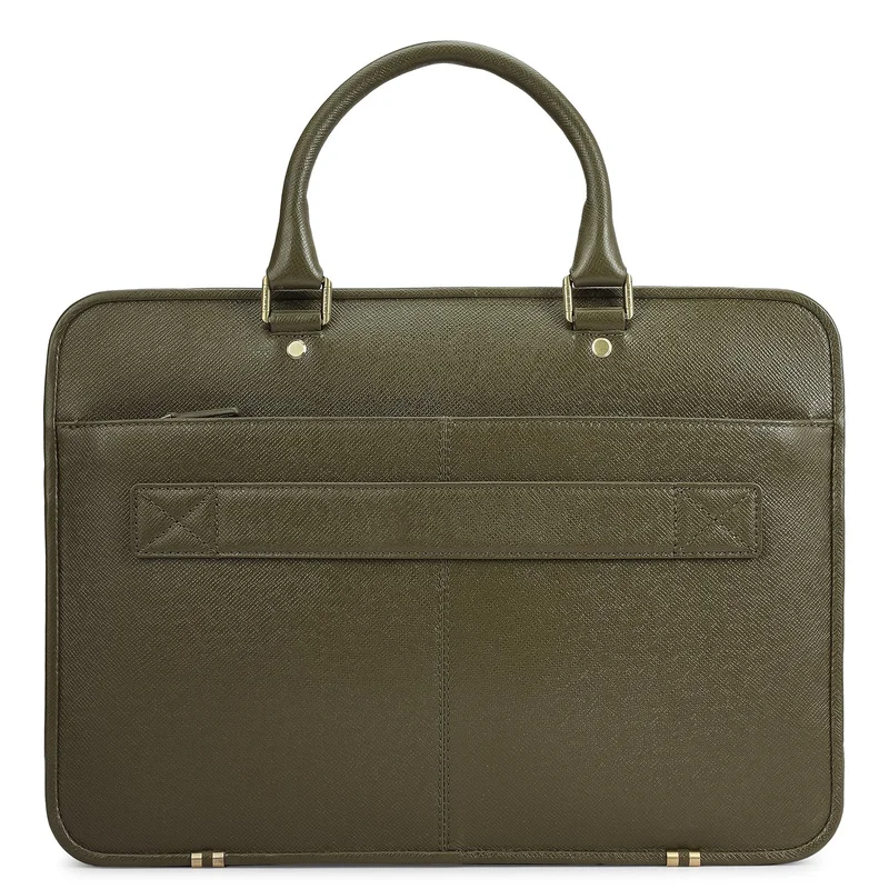 Da Milano  Franzy Leather Laptop Bag - Military Green  | Best Price UAE
