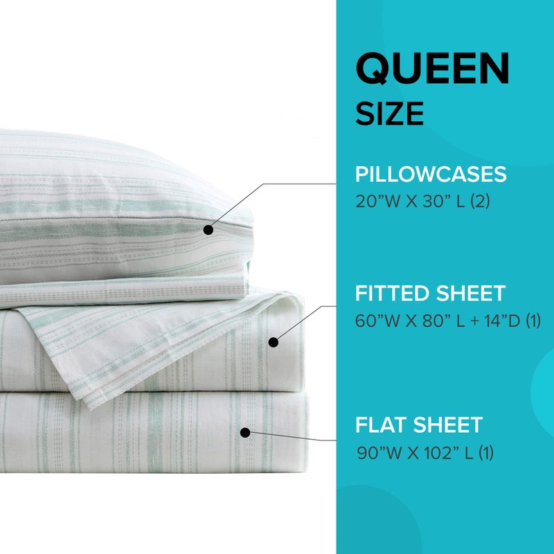 Comfort Spaces 100% Cotton Sheet Set Breathable, Lightweight, Soft with 14" Elastic Pocket Fits up to 16" Mattress, All Season Cozy Bedding, Matching Pillow Case, Queen Good Vibes 4 Piece - Image 5