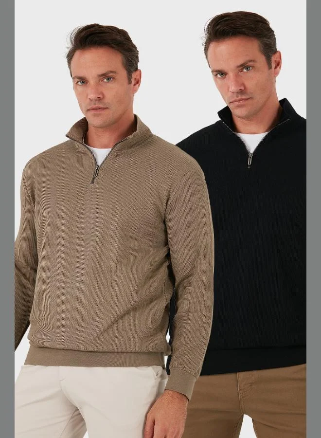 Buratti Buratti Cotton Regular Fit Half Zipper Stand Collar 2-Pack Sweat Men's SWEAT 5905716S2