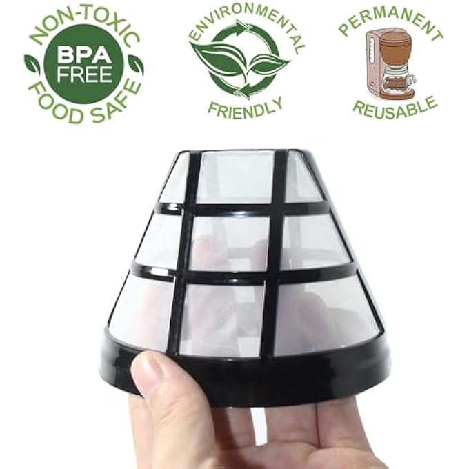 كيلا مجموعة من 4 فلاتر قهوة قابلة لإعادة الاستخدام من النايلون المخروطية لآلات صنع القهوة Cuisinart Ninja سعة 812 كوبًا، خالية من مادة BPA - Image 3