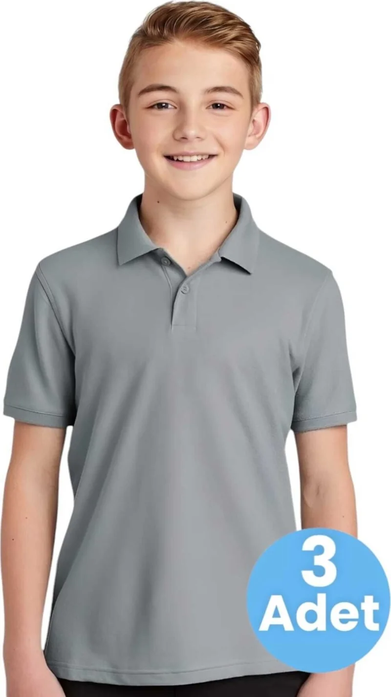 تيزجيلسين 3-Piece Boys Cotton Polo Collar T-Shirt Daily and School Uniform School T-Shirt