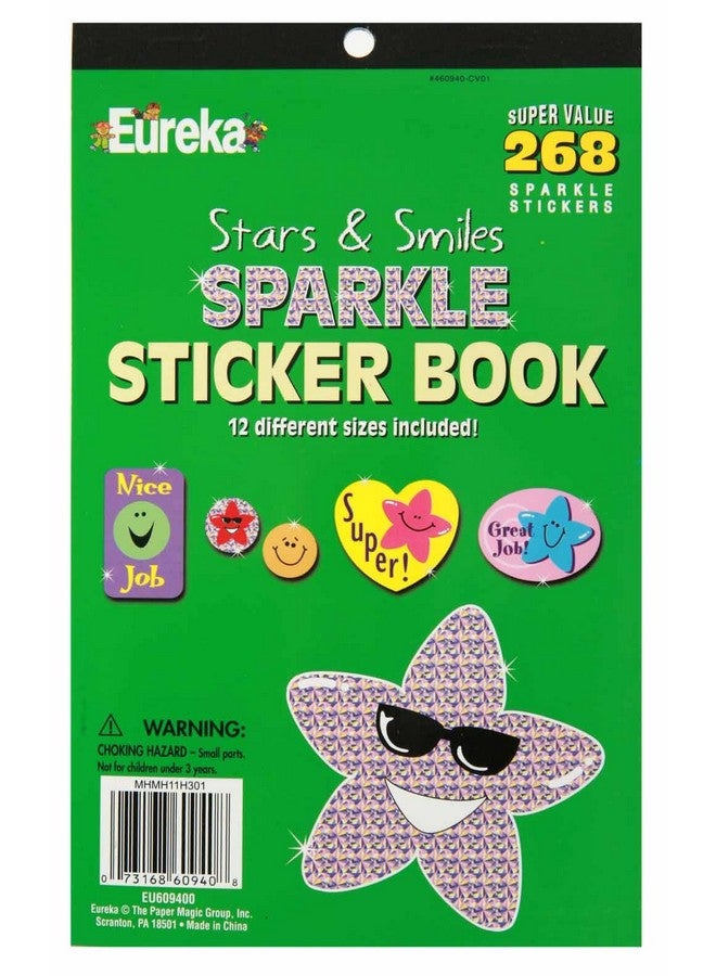 EUREKA Stars & Smiles Sparkle Sticker Book 268 Stickers - Image 1