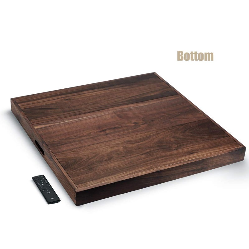 MAGIGO 28 x 28 Inches Extra Large Square Black Walnut Wood Ottoman Tray with Handles, Serve Tea, Coffee Classic Wooden Decorative Serving Tray - Image 4