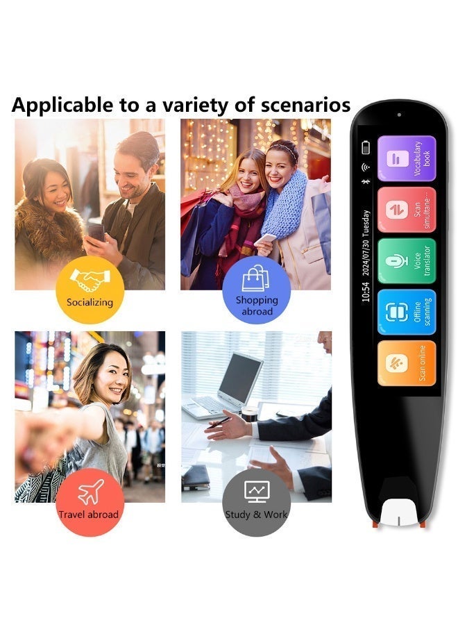 AI International Language Translator Pen,  Scanning Translation Pen,  3.69-inch Large-screen Reading Pen,  OCR Digital Pen Scanner, 142 Languages Translation Device Dyslexia Reading Tool, for Meetings Learning Travelling, Book Reading, Electronic Dictionary Pen, Exam Reading  Pen, Real-time Voice Translation Into 142 Languages Including Arabic, Online Multi Language Online Voice Translator Offline Scanning Pen - Image 4