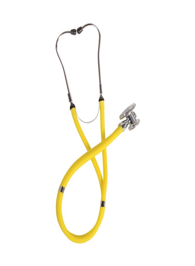 MABIS Stethoscope Sprague Rappaport 5 in 1 for Heart Sounds and Murmurs on Adult, Pediatric and Infants, 5 Interchangeable Chest Pieces, 3 Bells and 2 Diaphragms, 22 Inch Y Tubing, Retail Box, Yellow - Image 4