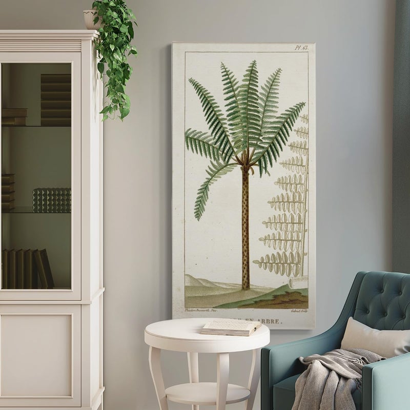 EMODA Turpin Green Palm Wall Art – Modern Botanical Canvas Painting (30x60 cm Framed) - Image 1