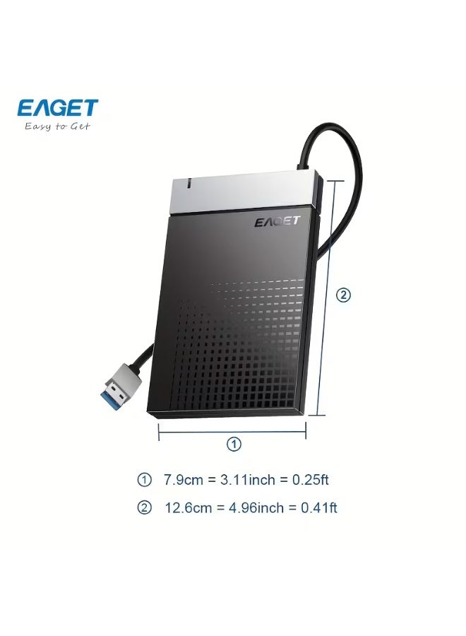 إيجيت علبة قرص صلب خارجي EAGET مقاس 2.5 بوصة، مزودة بمنفذ USB 3.0 إلى SATA III، علبة قرص صلب خارجي بدون أدوات، مناسبة لأقراص SSD وHDD مقاس 2.5 بوصة بسمك 7 مم/9.5 مم مع UASP (القرص الصلب غير مرفق) - Image 2