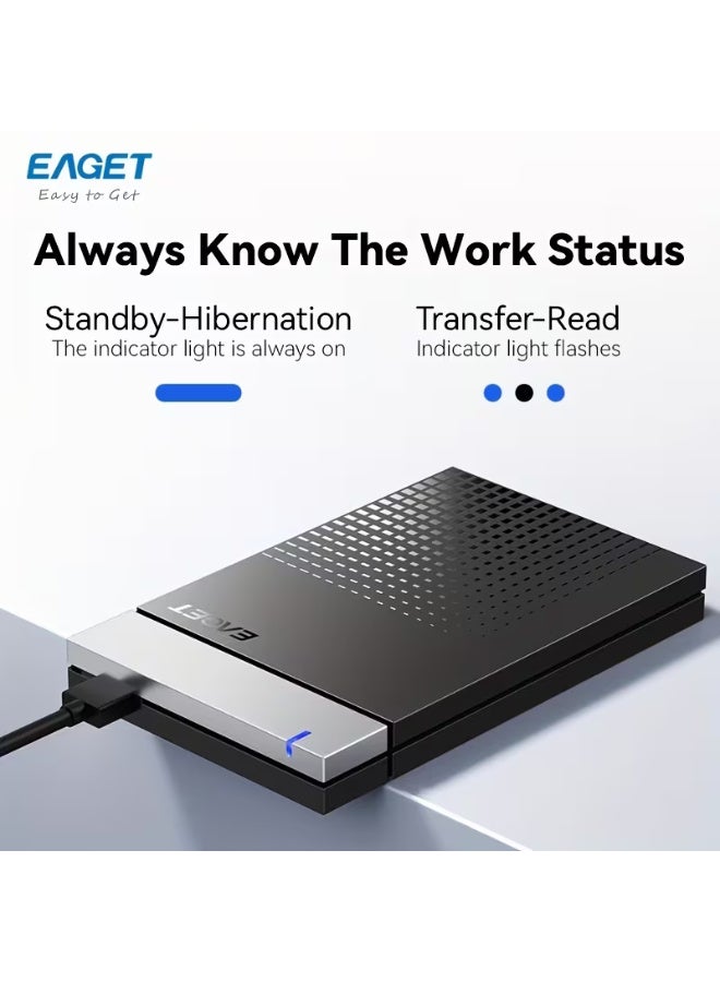 إيجيت علبة قرص صلب خارجي EAGET مقاس 2.5 بوصة، مزودة بمنفذ USB 3.0 إلى SATA III، علبة قرص صلب خارجي بدون أدوات، مناسبة لأقراص SSD وHDD مقاس 2.5 بوصة بسمك 7 مم/9.5 مم مع UASP (القرص الصلب غير مرفق) - Image 5