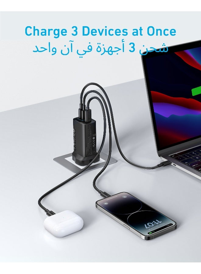 شاحن Type-C 335 PIQ 3.0 مدمج مع منفذ قابل للطي وشاحن سريع أسود - Image 3