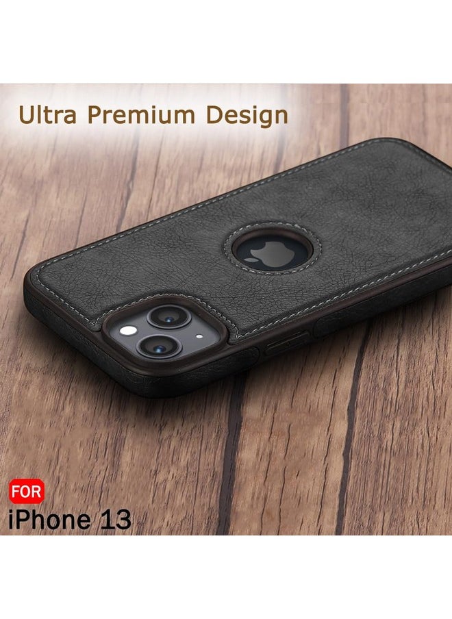 ذا جيفت كارت غطاء خلفي من الجلد الأصلي من TheGiftKart لهاتف iPhone 13 | تصميم مقاوم للصدمات | حواف مرتفعة لحماية الكاميرا والشاشة | غطاء خلفي بتصميم بسيط مذهل لهاتف iPhone 13 (أسود)  - Image 4
