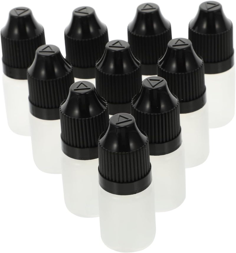Healifty 20pcs Squeezable Dropper Bottles with Screw Black Caps Leak Plastic Containers for Eye Drops Glue Essential Oils Precise Dosage Control Travel Friendly - Image 1
