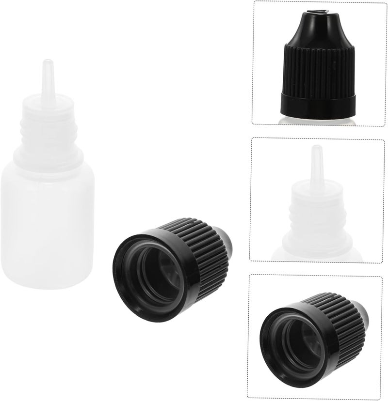 Healifty 20pcs Squeezable Dropper Bottles with Screw Black Caps Leak Plastic Containers for Eye Drops Glue Essential Oils Precise Dosage Control Travel Friendly - Image 5
