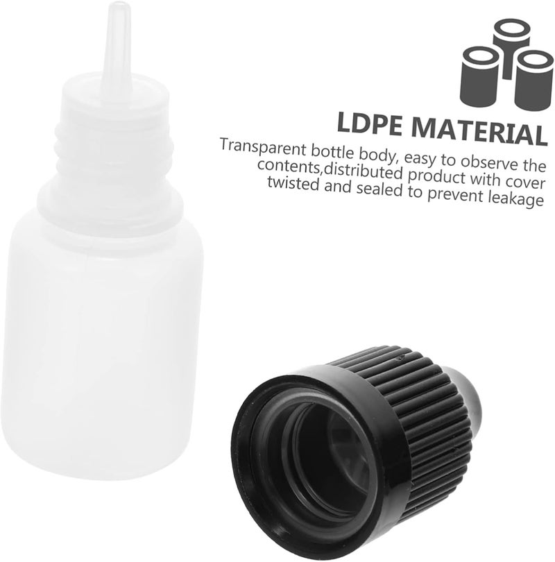 Healifty 20pcs Squeezable Dropper Bottles with Screw Black Caps Leak Plastic Containers for Eye Drops Glue Essential Oils Precise Dosage Control Travel Friendly - Image 4