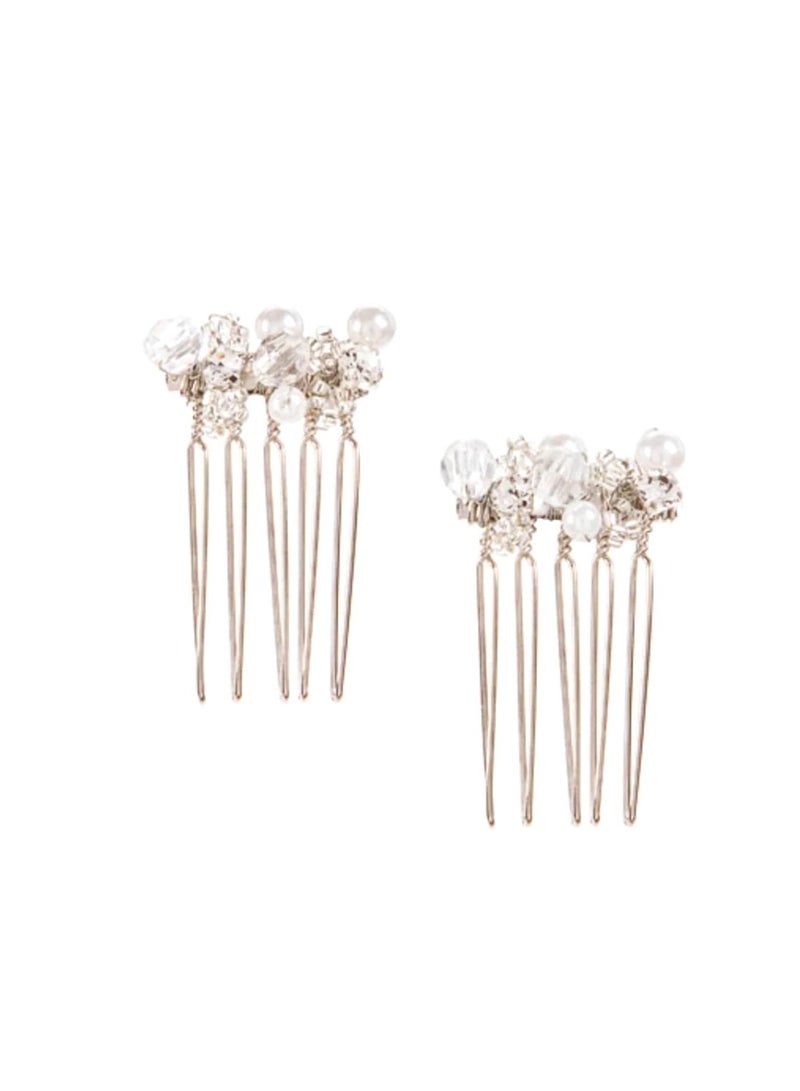 أمشاط شعر من حجر الراين واللؤلؤ 1 بوصة ، قطعتان - Image 3