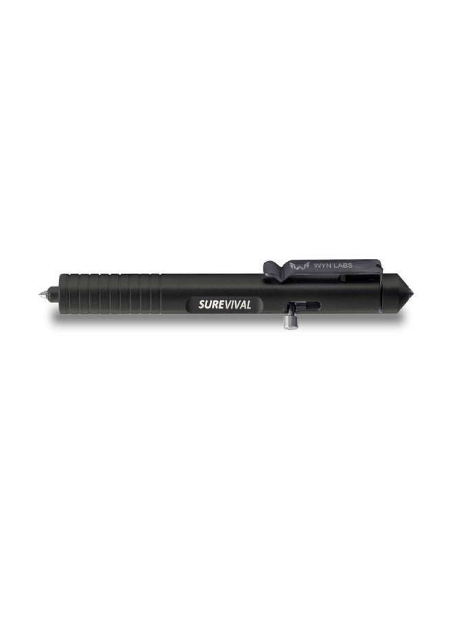 WYN LABS Surevival Pen - Tactical Survival Pen with Seatbelt Cutter, Tungsten Window Breaker, Telescoping Tip, Bolt-Action Mechanism for Military, Law Enforcement, Self-Defense, Emergency Rescue (Black) - Image 1