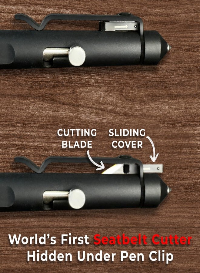 WYN LABS Surevival Pen - Tactical Survival Pen with Seatbelt Cutter, Tungsten Window Breaker, Telescoping Tip, Bolt-Action Mechanism for Military, Law Enforcement, Self-Defense, Emergency Rescue (Black) - Image 4