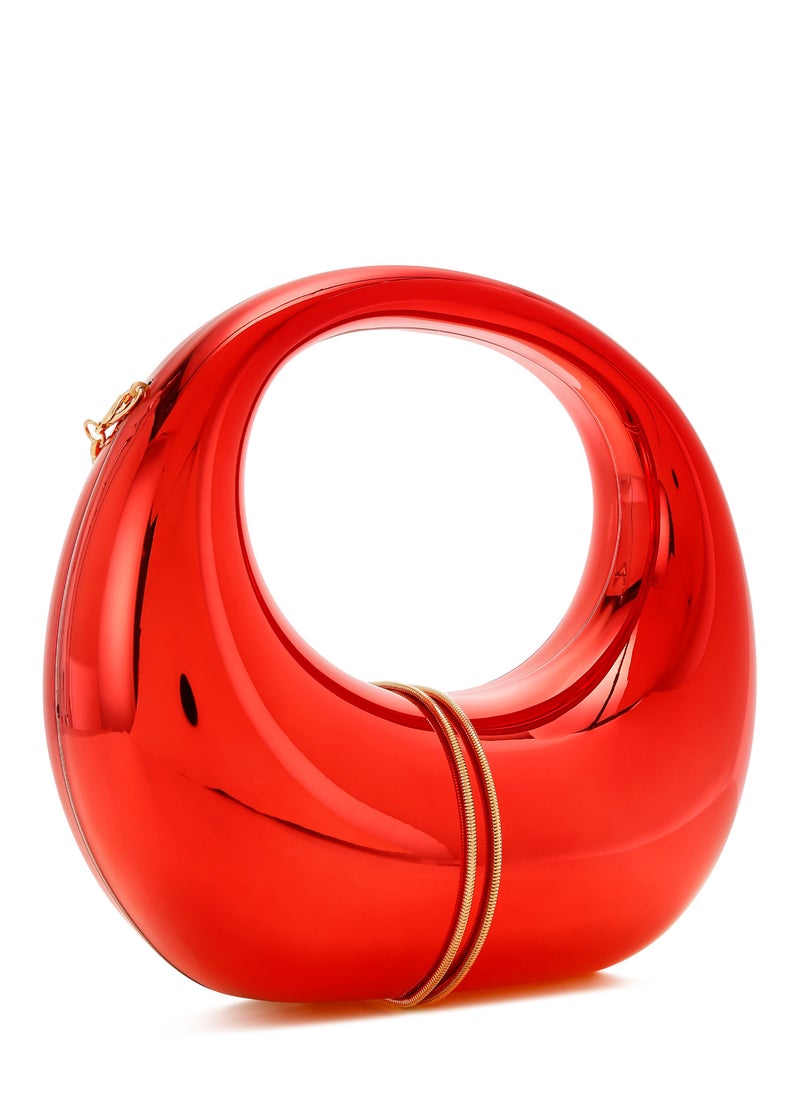 London Rag Acrylic Metallic Clutch Bag in Red  - Image 3