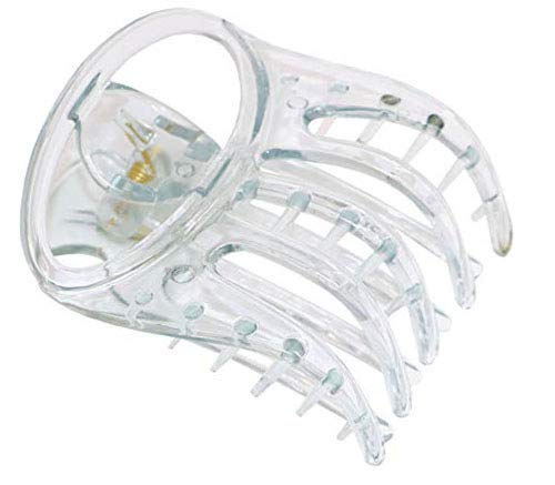 Parcelona Parcelona French Curvy Oval Paw Clear 3 Cellulose Acetate Side Slide In Scoop Jaw Hair Claw Clip Clutcher for Women and Girls Clear 