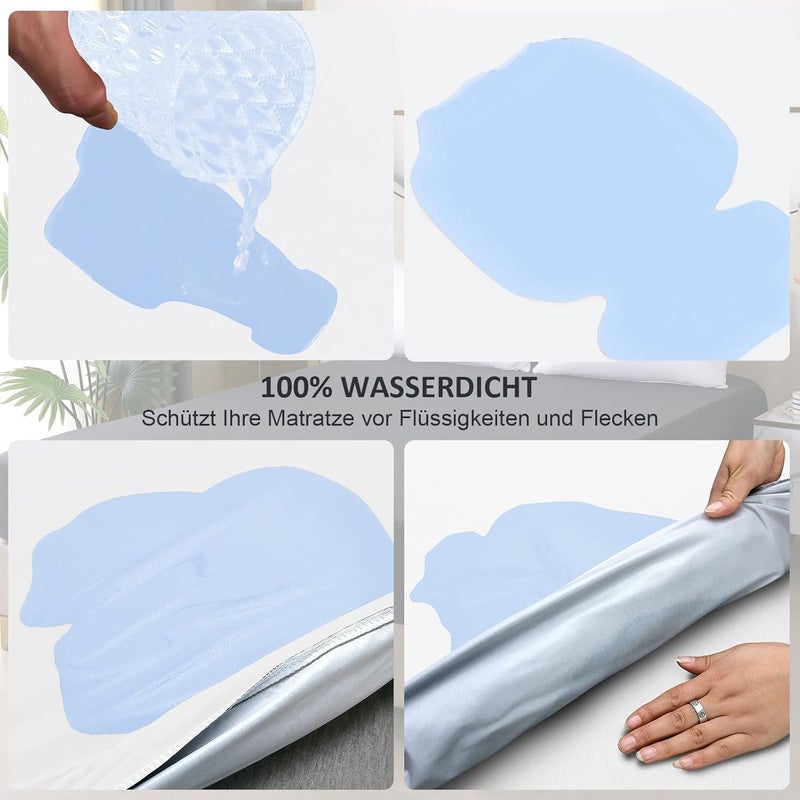 ohano Waterproof Mattress Protector 200 x 200 cm Fitted Sheet, Waterproof and Breathable Mattress Cover, Incontinence Pad, Moisture Protection Bed Sheet, Fitted Sheet, for All Seasons, White - Image 3