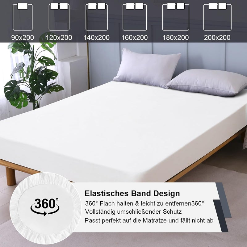 ohano Waterproof Mattress Protector 200 x 200 cm Fitted Sheet, Waterproof and Breathable Mattress Cover, Incontinence Pad, Moisture Protection Bed Sheet, Fitted Sheet, for All Seasons, White - Image 5