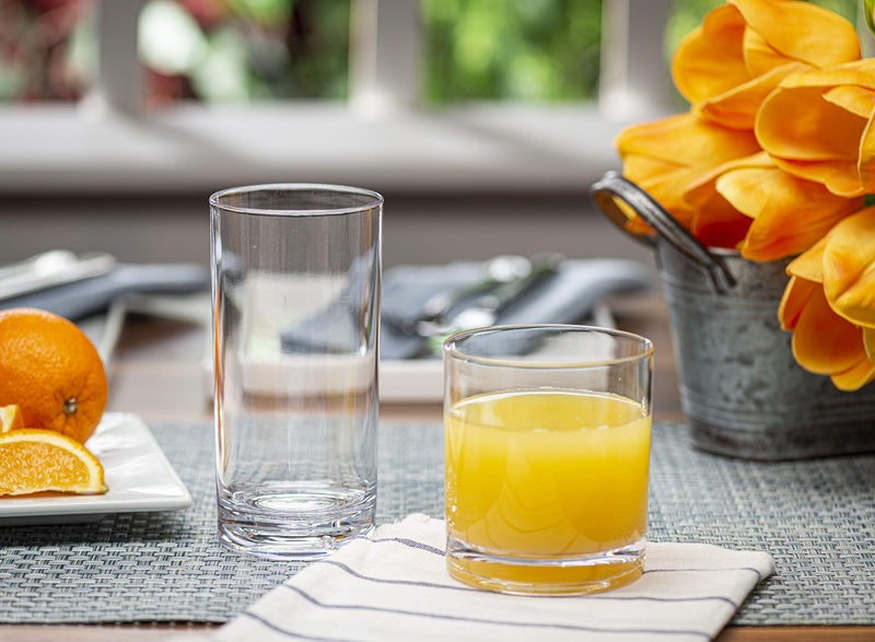 Le'raze Elegant Acrylic Drinking Glasses [Set of 16] Attractive Clear Plastic Tumblers - Unbreakable Drinkware Set Ideal for Indoor and Outdoor - Kid Friendly - Image 2