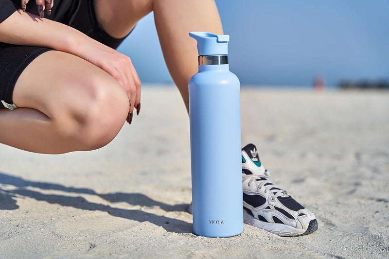 Moya 'Coral Reef' 1L Insulated Sustainable Water Bottle Powder Blue - Image 3