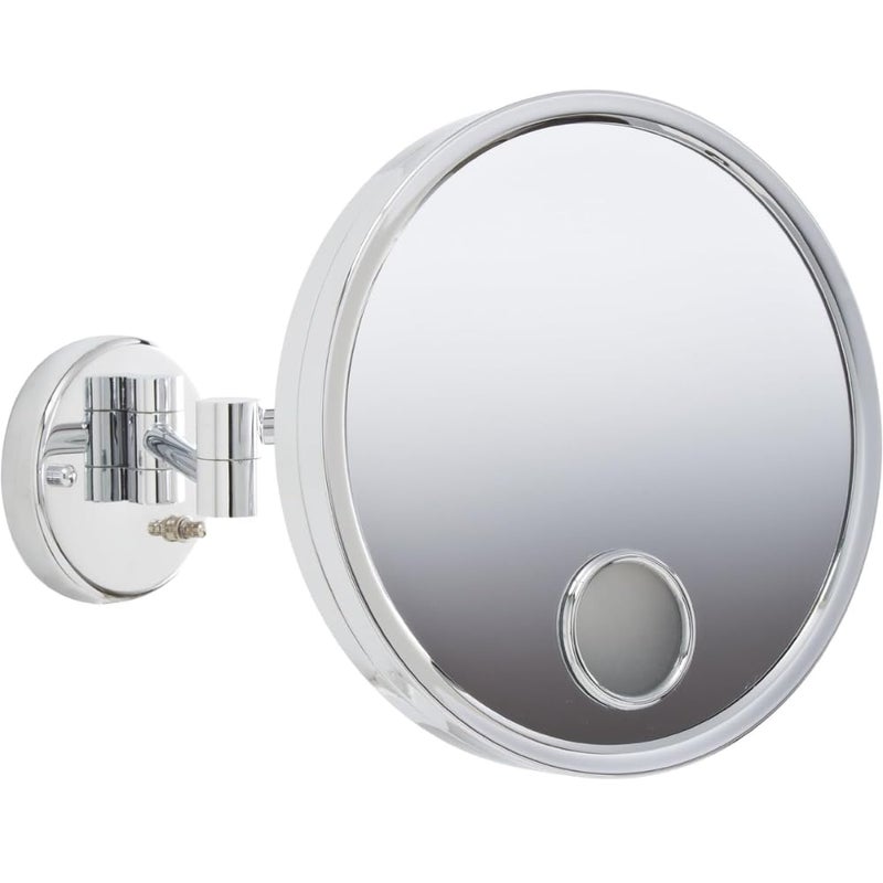 JERDON Chrome Finish Euro Style Makeup Mirror - 9-Inch Diameter Makeup Mirror with Chrome Wall Mount - 3X Magnification - JD7C - Image 2