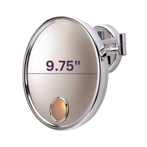JERDON Chrome Finish Euro Style Makeup Mirror - 9-Inch Diameter Makeup Mirror with Chrome Wall Mount - 3X Magnification - JD7C - Image 3