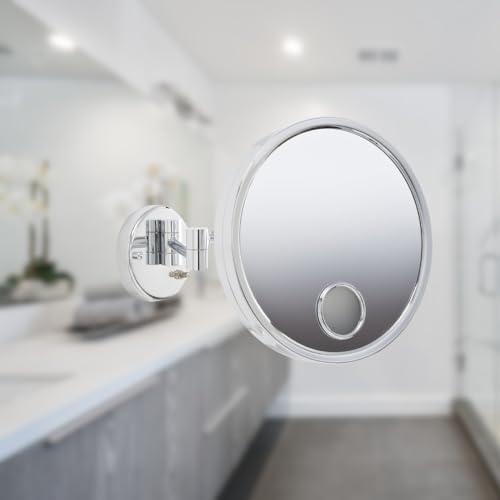 JERDON Chrome Finish Euro Style Makeup Mirror - 9-Inch Diameter Makeup Mirror with Chrome Wall Mount - 3X Magnification - JD7C - Image 5
