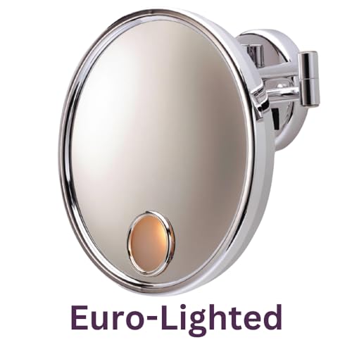 JERDON Chrome Finish Euro Style Makeup Mirror - 9-Inch Diameter Makeup Mirror with Chrome Wall Mount - 3X Magnification - JD7C - Image 4