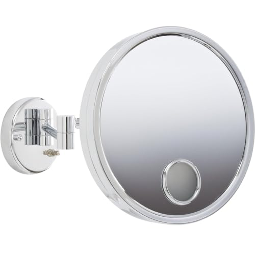 JERDON Chrome Finish Euro Style Makeup Mirror - 9-Inch Diameter Makeup Mirror with Chrome Wall Mount - 3X Magnification - JD7C - Image 1