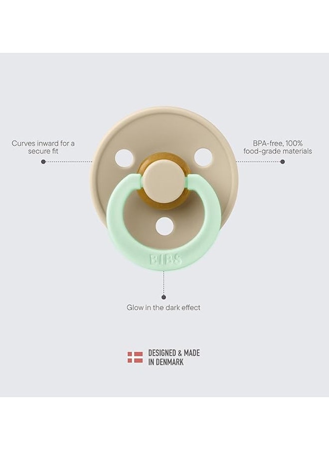 BIBS - Colour Baby Pacifier, Latex Round Nipple, Size 1, 0-6 Months, Vanilla Glow, Glow-In-The-Dark, 1 Pieces - Image 1