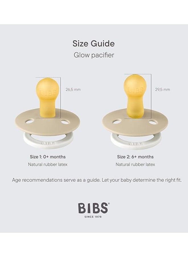 BIBS - Colour Baby Pacifier, Latex Round Nipple, Size 1, 0-6 Months, Vanilla Glow, Glow-In-The-Dark, 1 Pieces - Image 1