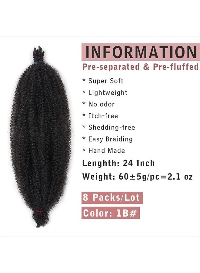 Xtrend 24 Inch Long Pre-Separated Springy Afro Twist Hair 8 Packs Spring Twist Hair For Distressed Soft Locs Natural Black Marley Twist Braiding Hair Synthetic Hair Extension For Women (10 Strands/Pack,1B#) - Image 2