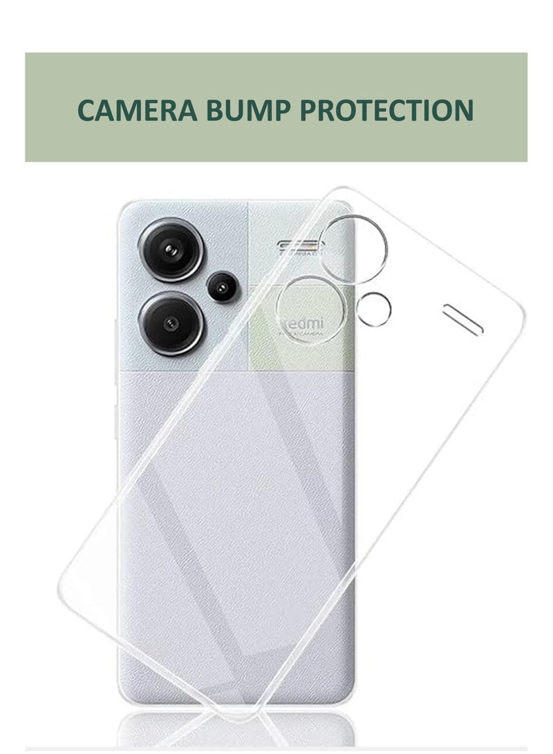 2in1 PackSoft Flexible Transparent Silicone Protective Back Case Cover for Xiaomi Redmi Note 13 Pro Plus 5G and UV Tempered Glass Screen Protector  - Image 3