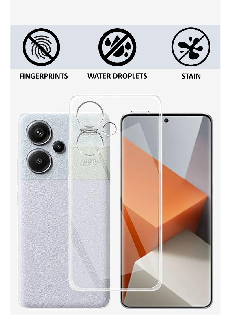 2in1 PackSoft Flexible Transparent Silicone Protective Back Case Cover for Xiaomi Redmi Note 13 Pro Plus 5G and UV Tempered Glass Screen Protector  - Image 4