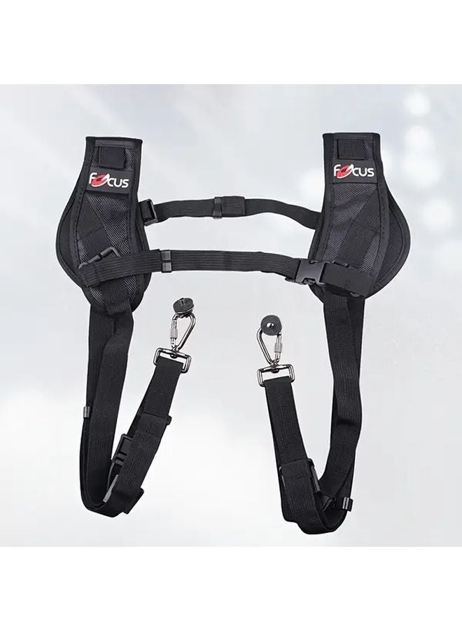 Professional Dual Shoulder Camera Harness Quick Release Black Neoprene Padded Strap - Image 2