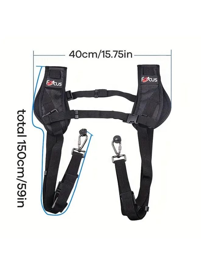 Professional Dual Shoulder Camera Harness Quick Release Black Neoprene Padded Strap - Image 3
